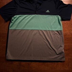 Adidas Men's Colorblock Polo Shirt - Black, Green, Gray